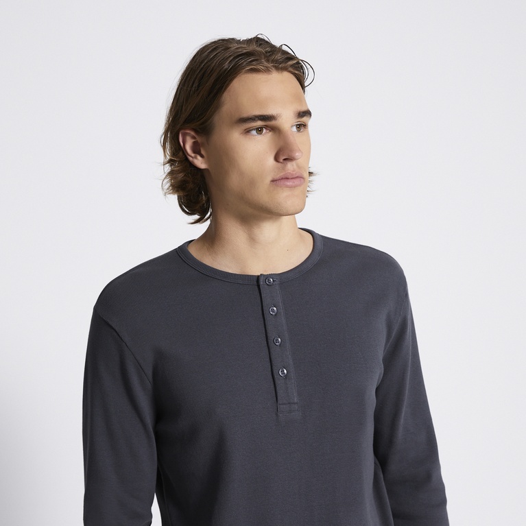Rib knit long sleeve tee "Zane" Dark Grey